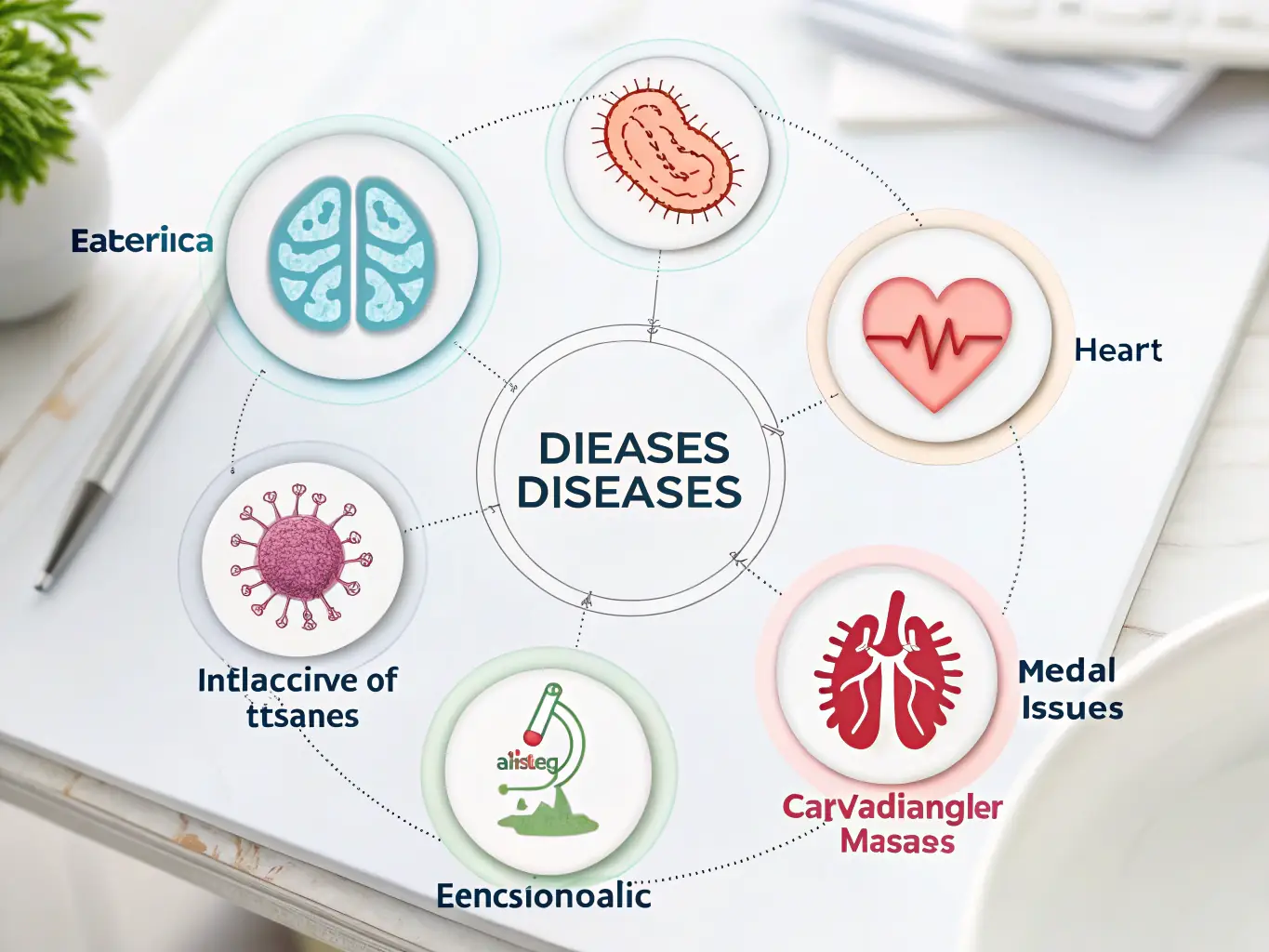 An infographic illustrating various diseases and their symptoms, emphasizing the importance of early detection and prevention.