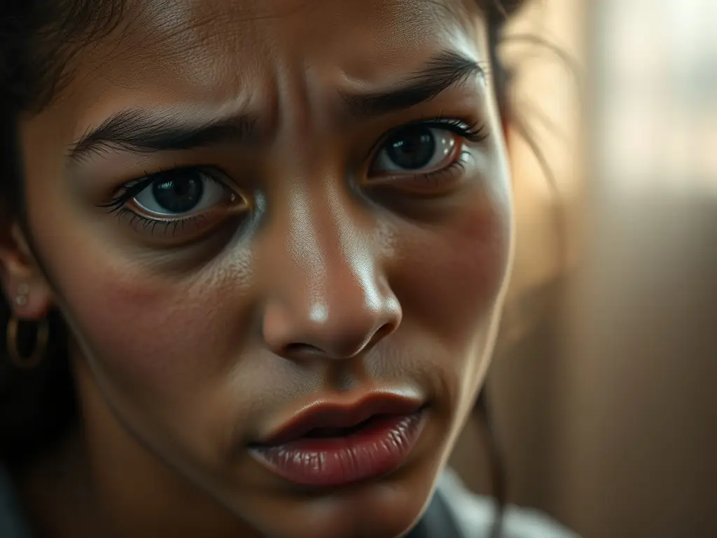 An image of a person's face being analyzed, representing the Face Reading consultation service at Myungri Garden. The image should focus on the key facial features used in the analysis.